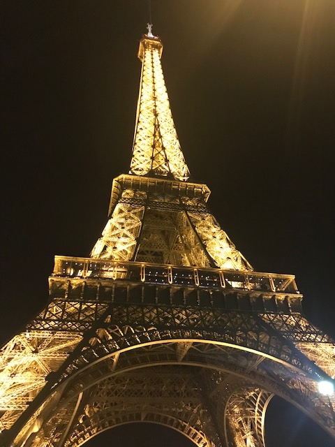 The Eiffel Tower lit up
