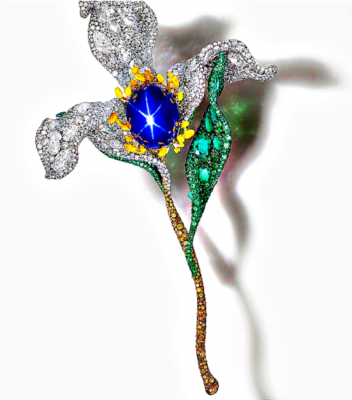 Sapphire Floral Brooch